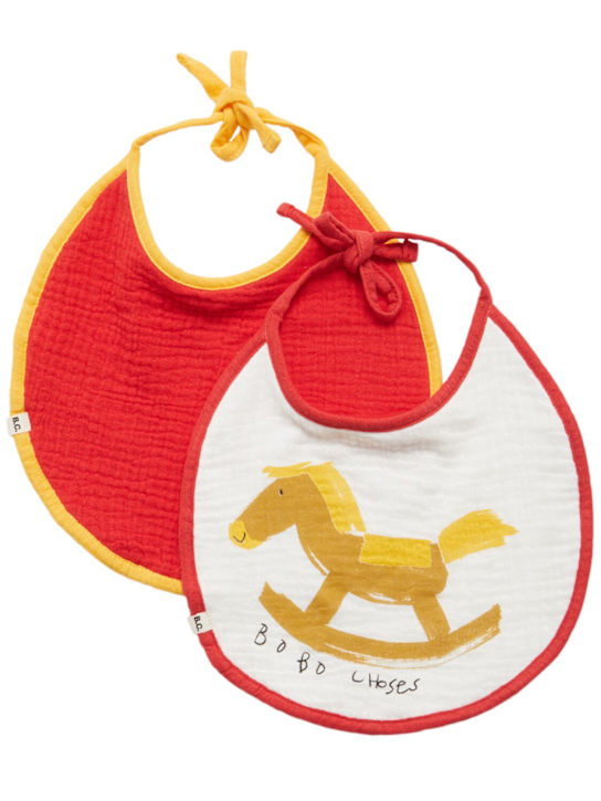 Bobo Choses: Set de 2 baberos de algodón estampados - Multicolor - kids-boys_0 | Luisa Via Roma