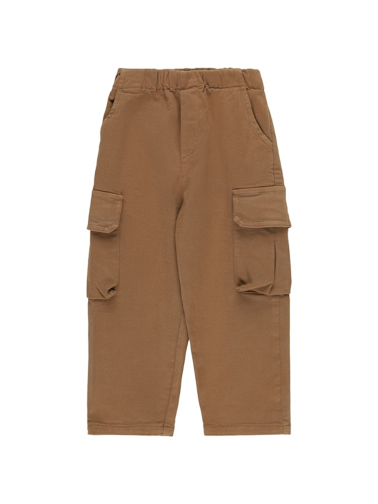 Babe & Tess: Cotton blend pants - Nocciola - kids-boys_0 | Luisa Via Roma