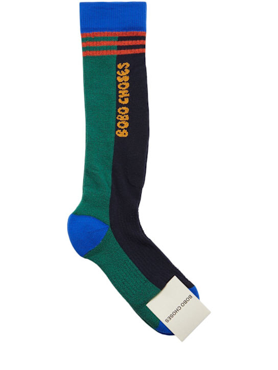 Bobo Choses: Organic cotton blend socks - Blue/Green - kids-boys_0 | Luisa Via Roma