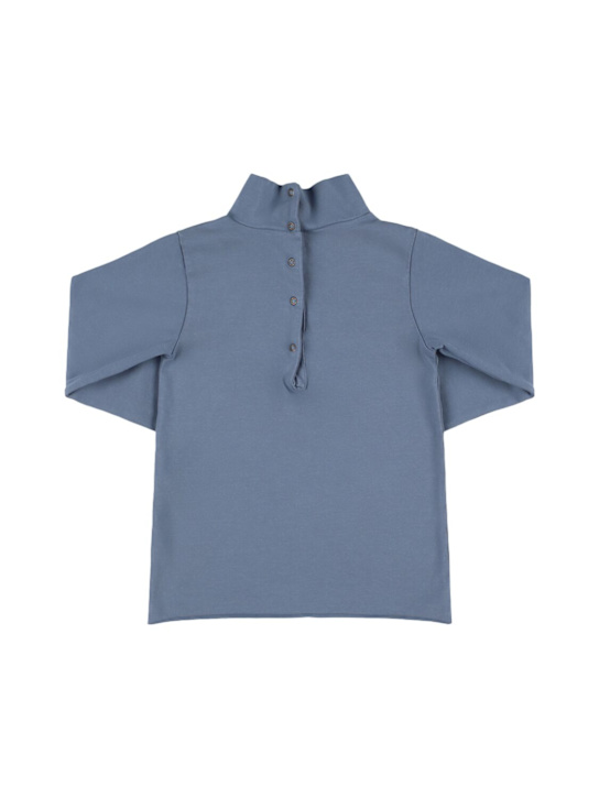 Babe & Tess: Cotton blend long sleeve t-shirt - Vintage Azur - kids-boys_1 | Luisa Via Roma