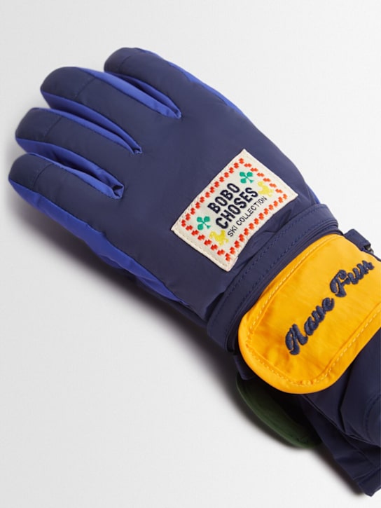 Bobo Choses: Logo print nylon gloves - ブルー - kids-boys_1 | Luisa Via Roma