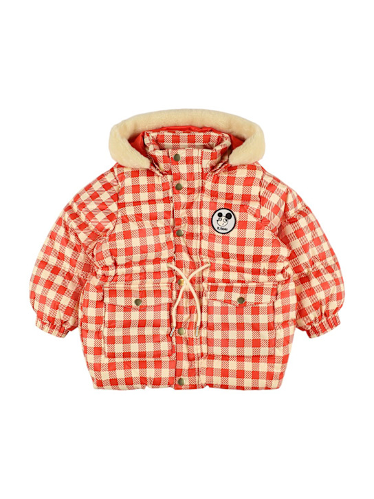 Mini Rodini: Check print poly puffer jacket - Red/White - kids-boys_0 | Luisa Via Roma