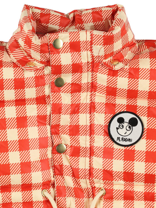 Mini Rodini: Check print poly puffer jacket - Red/White - kids-boys_1 | Luisa Via Roma