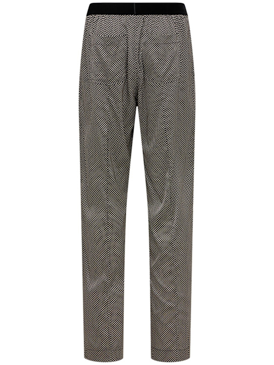 Tom Ford: Graphic print silk pajama pants - Black/Ecru - men_1 | Luisa Via Roma