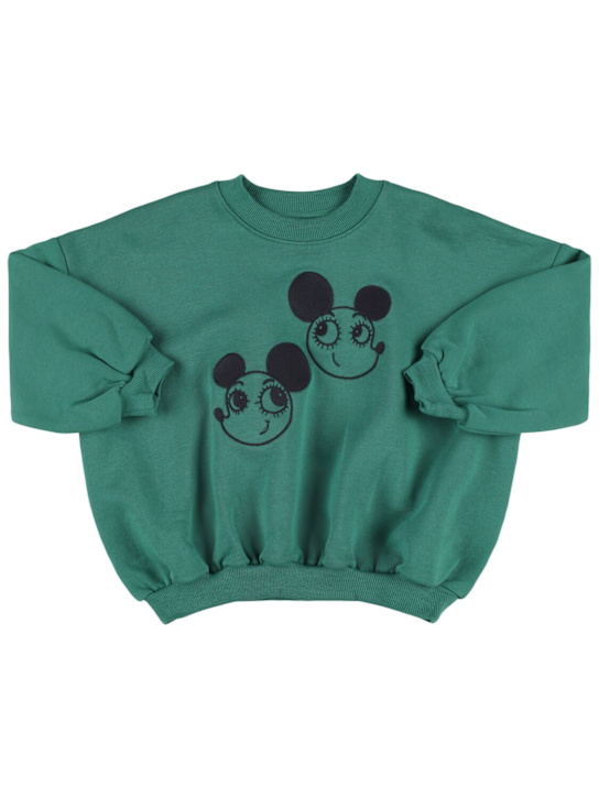 Mini Rodini: Embroidered organic cotton sweatshirt - Green - kids-boys_0 | Luisa Via Roma