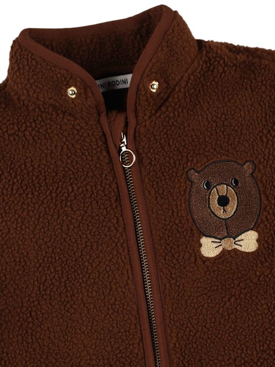 Mini Rodini: Teddy hooded jacket - Brown - kids-boys_1 | Luisa Via Roma