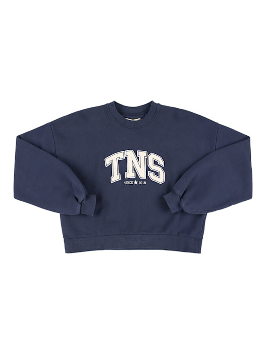The New Society: Cotton sweatshirt w/logo - Blue - kids-boys_0 | Luisa Via Roma