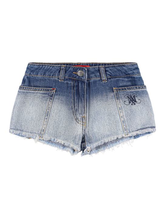 MAX&Co.: Shorts in denim di cotone stonewashed - Blu - kids-girls_0 | Luisa Via Roma