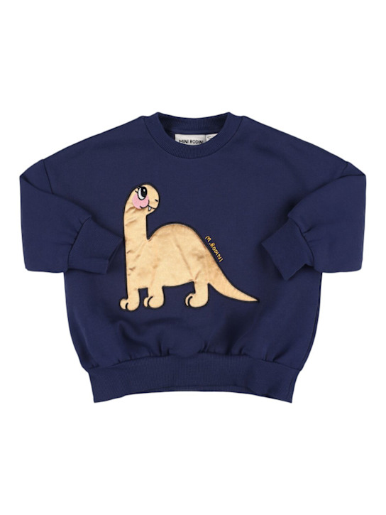 Mini Rodini: Embroidered organic cotton sweatshirt - ブルー - kids-boys_0 | Luisa Via Roma