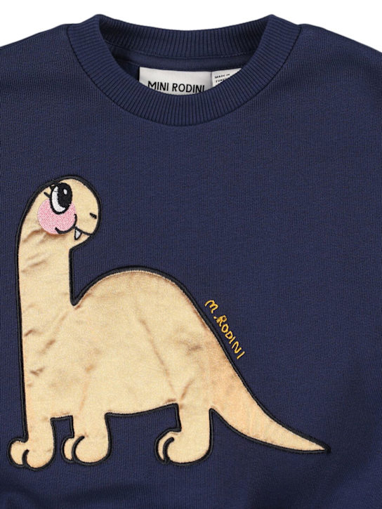 Mini Rodini: Embroidered organic cotton sweatshirt - ブルー - kids-boys_1 | Luisa Via Roma