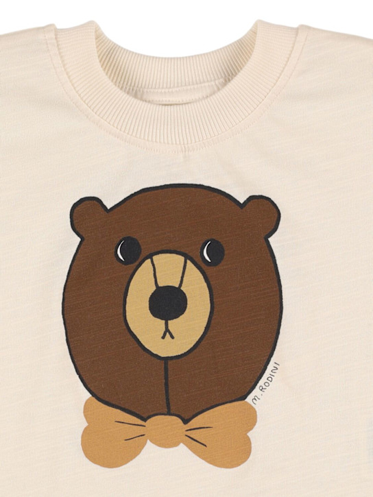 Mini Rodini: Bear printed organic cotton t-shirt - オフホワイト - kids-boys_1 | Luisa Via Roma