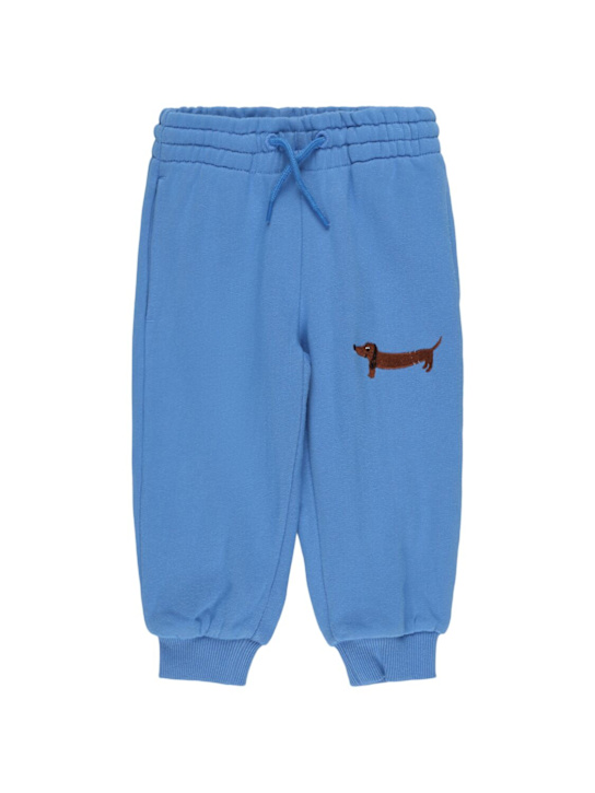 Mini Rodini: Dog embroidery organic cotton sweatpants - ブルー - kids-boys_0 | Luisa Via Roma