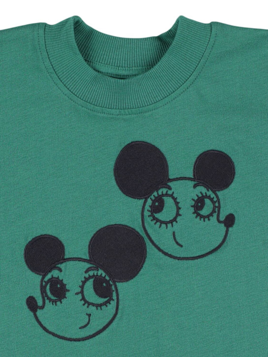 Mini Rodini: Embroidered organic cotton t-shirt - グリーン - kids-girls_1 | Luisa Via Roma
