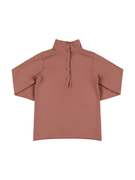 Babe & Tess: Cotton blend long sleeve t-shirt - Old Rose - kids-boys_1 | Luisa Via Roma