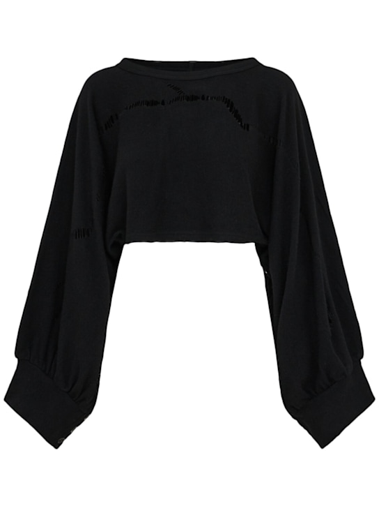 Yohji Yamamoto: Wool knit sweater - Black - women_0 | Luisa Via Roma