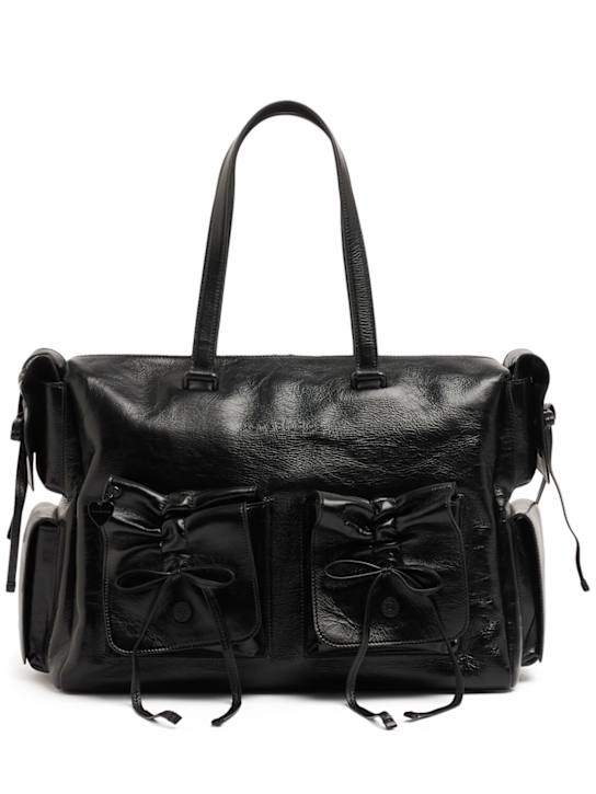 Acne Studios: Multipocket leather tote bag - Black - women_0 | Luisa Via Roma