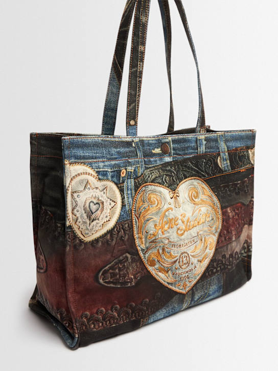 Acne Studios: Printed tote bag - Blue/Black - men_1 | Luisa Via Roma