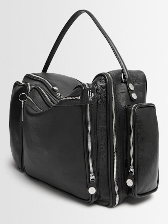 Acne Studios: Shoulder leather bag - Black - men_1 | Luisa Via Roma