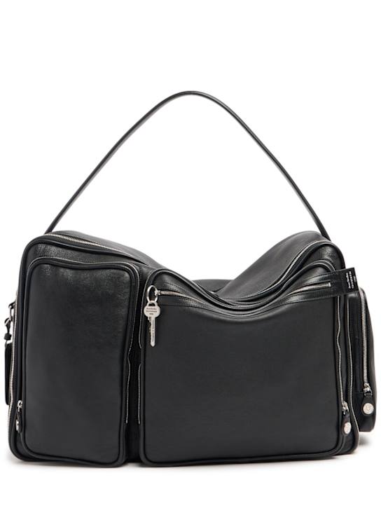 Acne Studios: Shoulder leather bag - Black - men_0 | Luisa Via Roma
