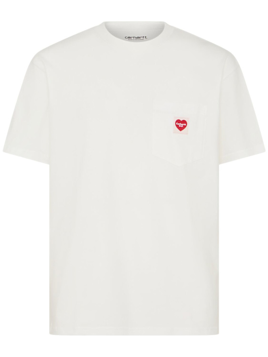 Carhartt WIP: Heart pocket cotton t-shirt - White / Red - men_0 | Luisa Via Roma
