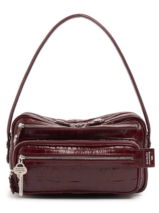 Acne Studios: Camero Party embossed leather bag - Burgundy - women_0 | Luisa Via Roma