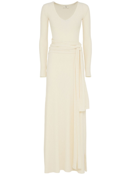 Lama Jouni: Stretch viscose jersey long dress - White - women_0 | Luisa Via Roma