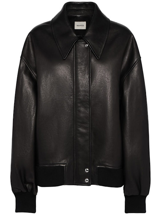 Khaite: Shelman leather jacket - ブラック - women_0 | Luisa Via Roma