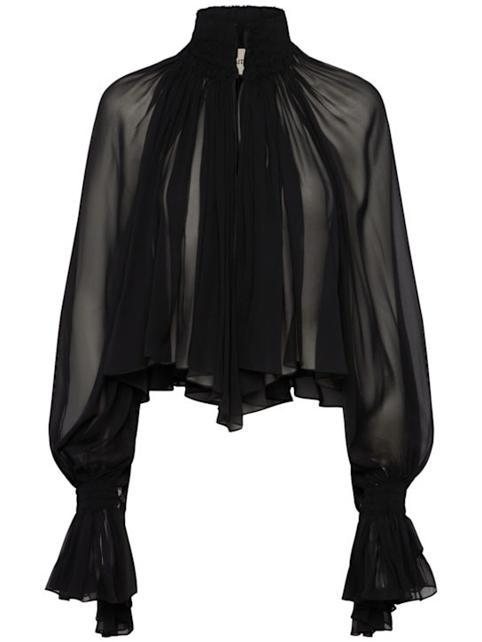 Khaite: Durer ruffled silk shirt - ブラック - women_0 | Luisa Via Roma