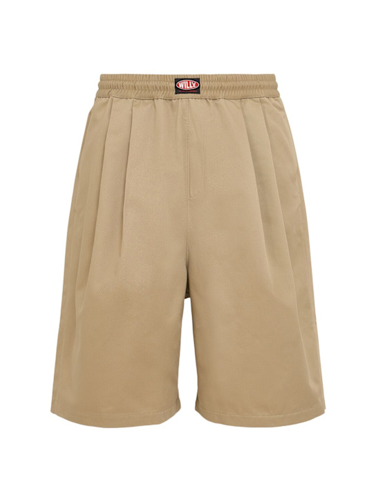 Willy Chavarria: Orale elasticated wide shorts - Travertine - men_0 | Luisa Via Roma