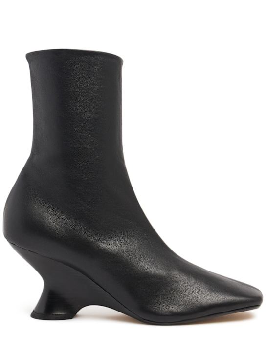 Dries Van Noten: 65mm Heeled leather ankle boots - Black - women_0 | Luisa Via Roma