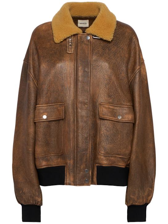 Khaite: Sandor leather bomber jacket - ダークブラウン - women_0 | Luisa Via Roma
