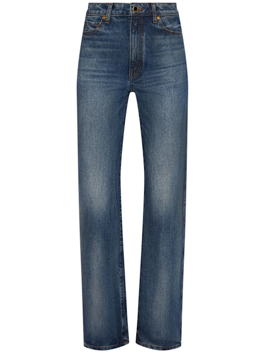 Khaite: Danielle cotton blend straight leg jeans - ブルー - women_0 | Luisa Via Roma