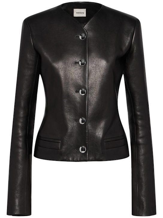 Khaite: Nara leather jacket - ブラック - women_0 | Luisa Via Roma