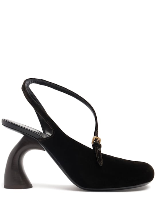 Dries Van Noten: 95mm Heeled velvet sandals - ダークブラウン - women_0 | Luisa Via Roma