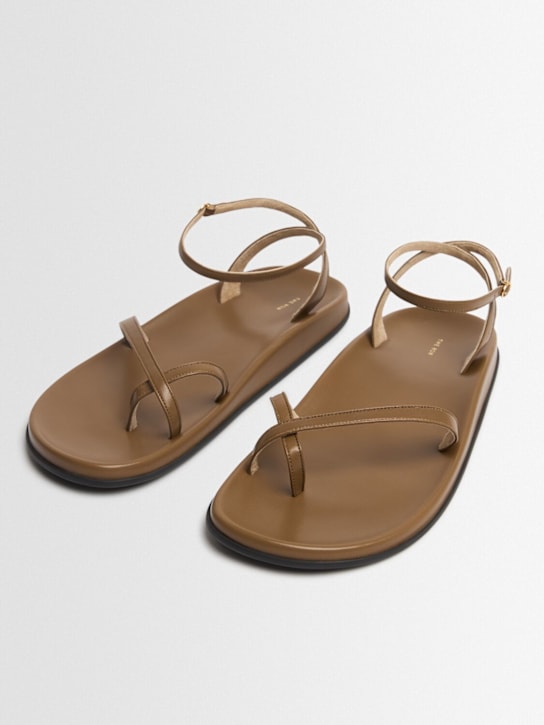 The Row: Hugh ankle strap flat sandals - Mud - women_1 | Luisa Via Roma