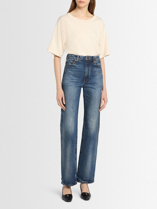 Khaite: Danielle cotton blend straight leg jeans - ブルー - women_1 | Luisa Via Roma