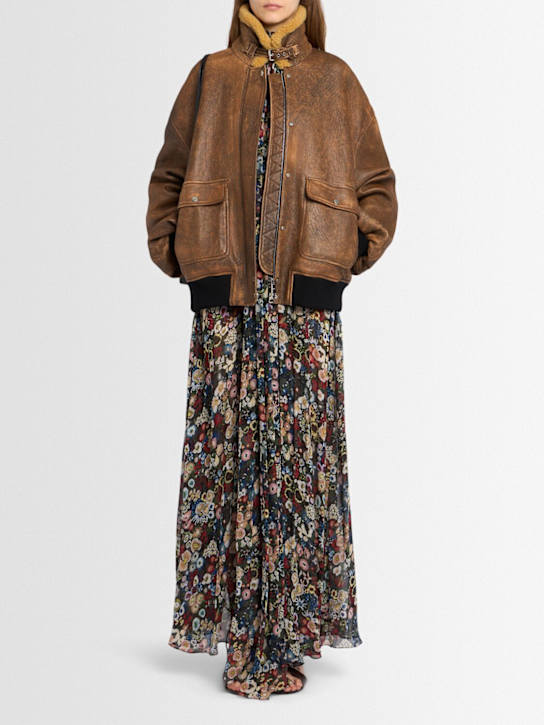 Khaite: Sandor leather bomber jacket - ダークブラウン - women_1 | Luisa Via Roma