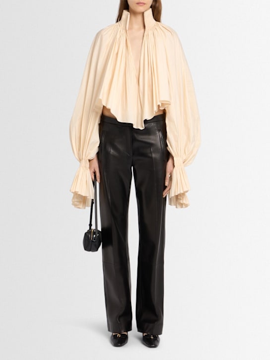 Khaite: Miles straight leg leather pants - ブラック - women_1 | Luisa Via Roma