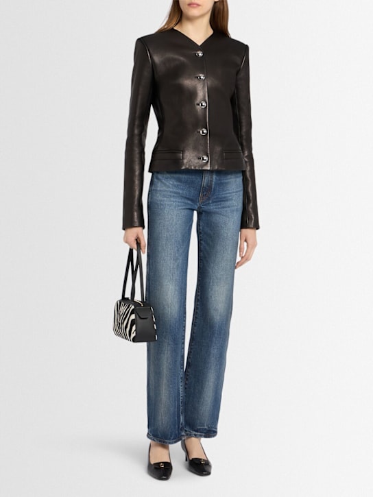 Khaite: Nara leather jacket - ブラック - women_1 | Luisa Via Roma