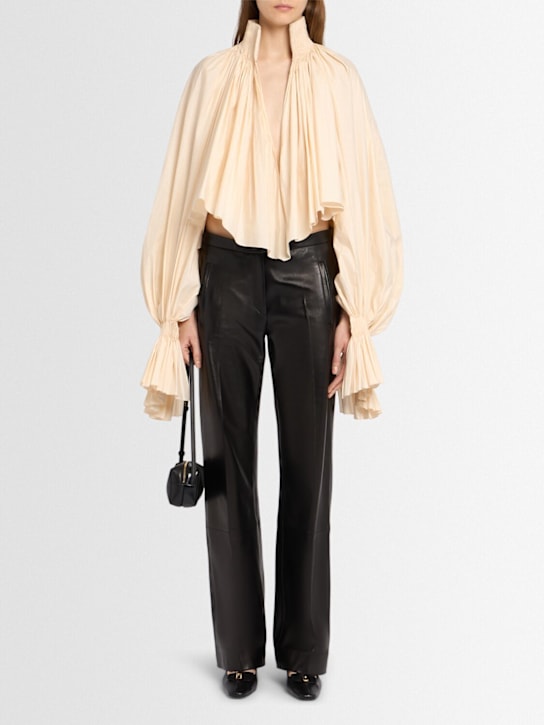 Khaite: Durer ruffled cotton blend shirt - women_1 | Luisa Via Roma