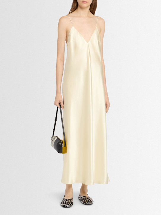 Khaite: Robe longue en acétate mélangé Taja - Jaune Pâle - women_1 | Luisa Via Roma