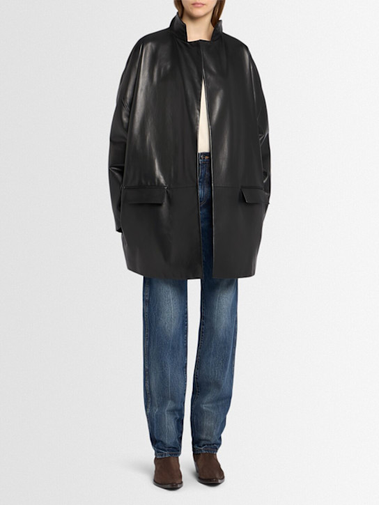 Khaite: Mura leather long coat - women_1 | Luisa Via Roma