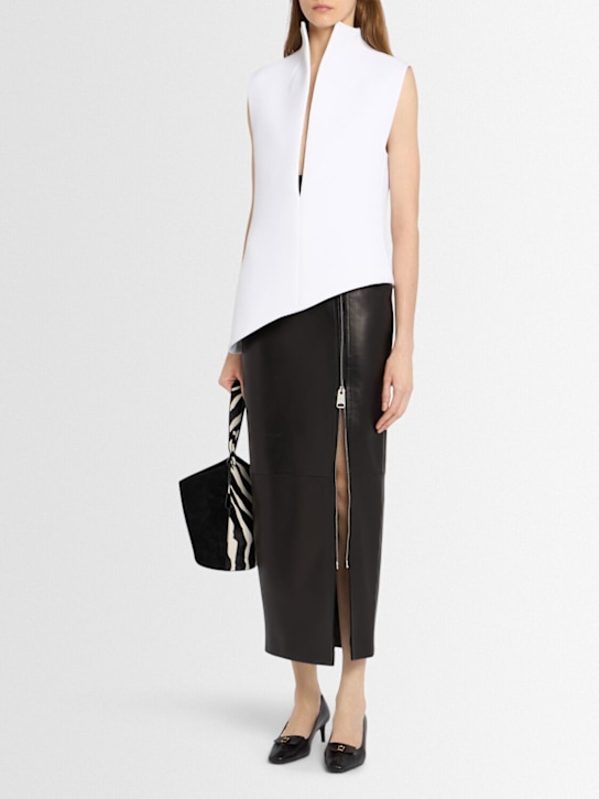 Khaite: Gres leather a-line midi skirt - Black - women_1 | Luisa Via Roma