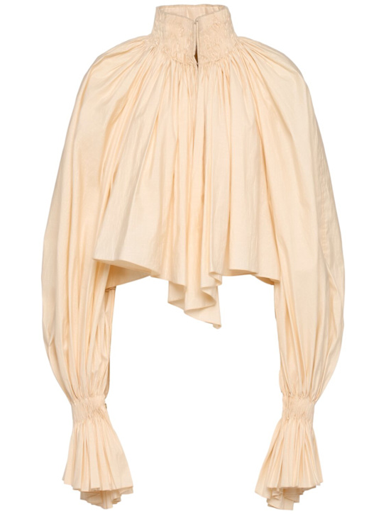 Khaite: Durer ruffled cotton blend shirt - women_0 | Luisa Via Roma