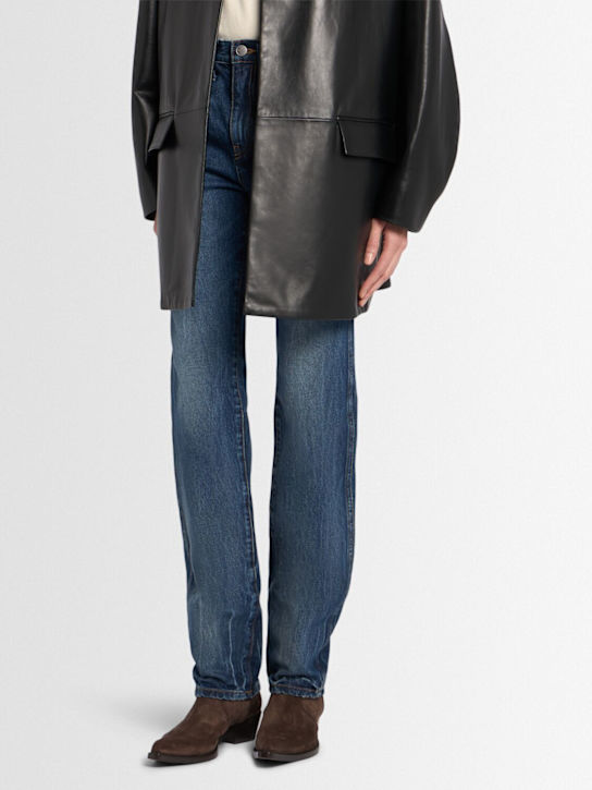 Khaite: 35mm Clive suede ankle boots - Ebony - women_1 | Luisa Via Roma