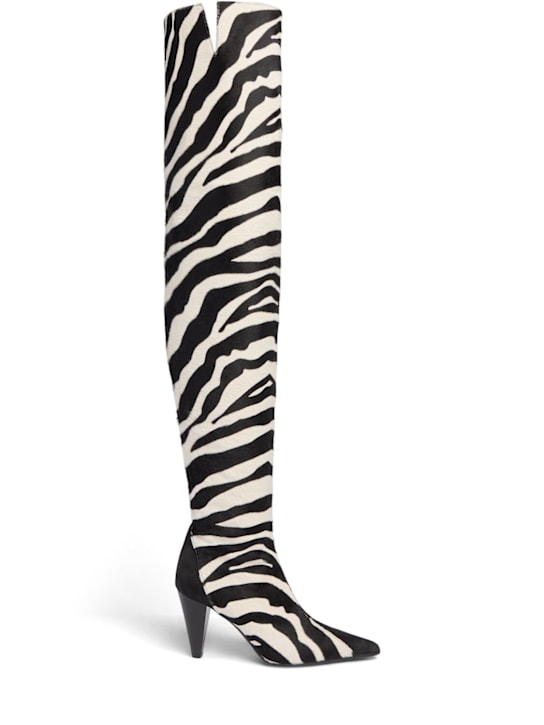 Khaite: 85mm Harvey pony skin & leather boots - Black/White - women_0 | Luisa Via Roma