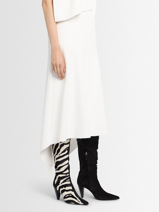 Khaite: 85mm Harvey pony skin & leather boots - Black/White - women_1 | Luisa Via Roma