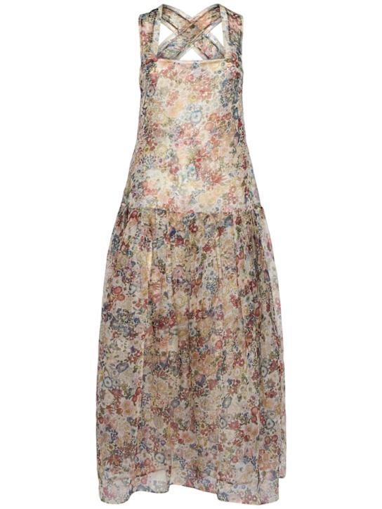 Khaite: Amello silk long dress - ホワイト/マルチ - women_0 | Luisa Via Roma