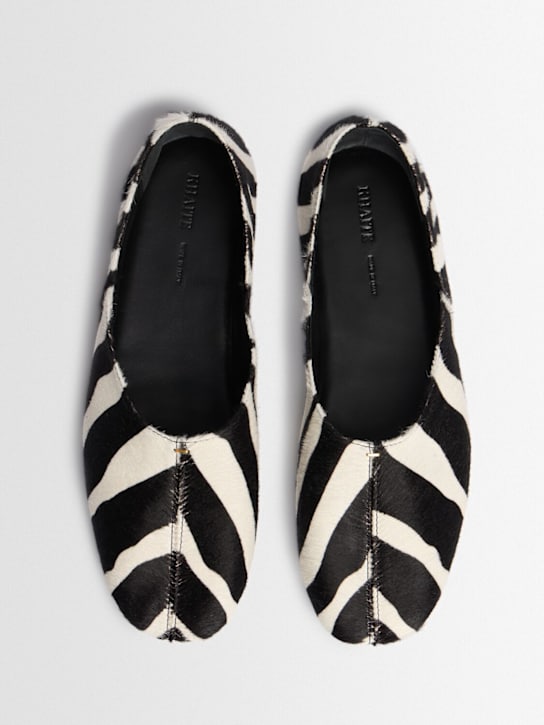 Khaite: Jane pony skin ballerina flats - Black/White - women_1 | Luisa Via Roma