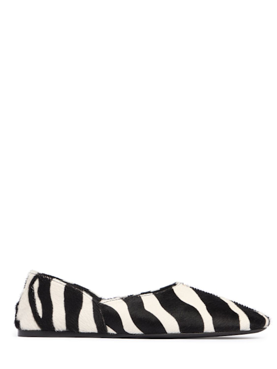 Khaite: Jane pony skin ballerina flats - Black/White - women_0 | Luisa Via Roma